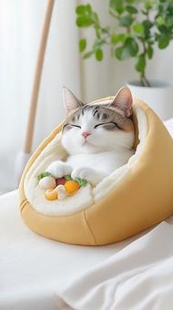 夢見心地の猫ベッドの写真