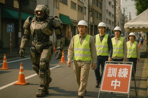 防災訓練に参加するロボット 防災訓練に参加するロボットの写真