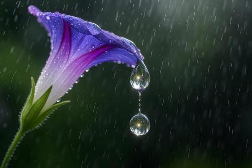 雨に濡れた紫朝顔 雨に濡れた紫朝顔の写真