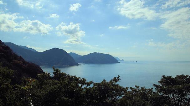 晩秋の恋人岬から眺める西伊豆の風景 恋人岬,海,晩秋の写真素材