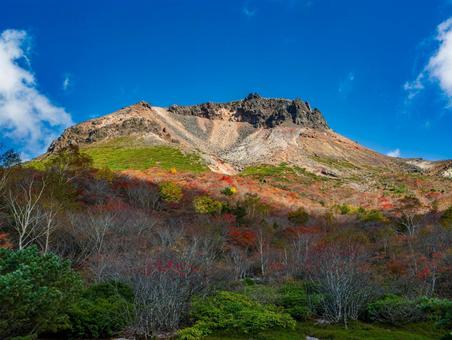姥ヶ平からの茶臼岳 那須岳,茶臼岳,紅葉の写真素材