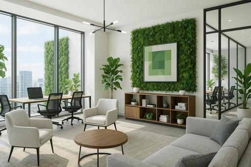 緑の多い清潔感のあるオフィスの写真