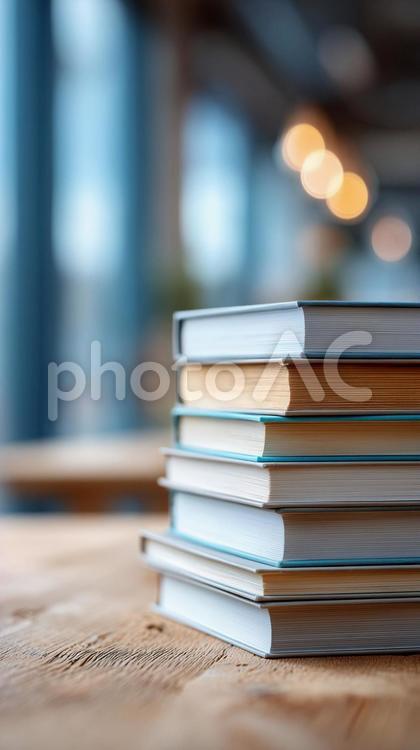 温かな光に包まれた色とりどりの書籍群 本,カラフル,書籍の写真素材
