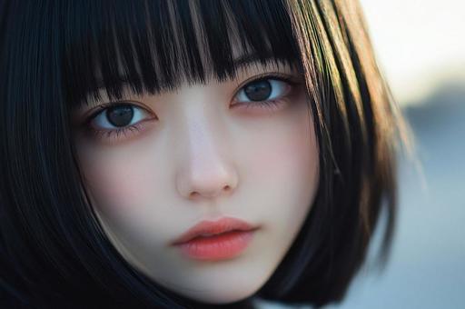 微笑の可愛いボブヘア日本女性の写真