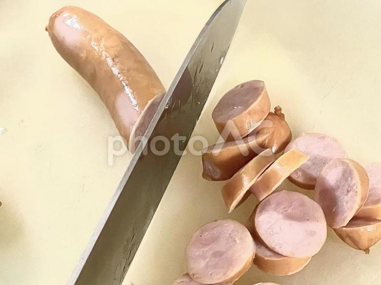 ソーセージ　カットしてます スパゲッティ,ナポリタン,パスタの写真素材