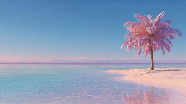 透明な水とヤシの木が織りなす楽園の夕暮れ 透明な水とヤシの木が織りなす楽園の夕暮れの写真