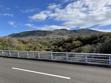 伊豆大島の道路風景 大島,伊豆,伊豆大島の写真素材