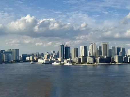 レインボーブリッジからの風景 レインボーブリッジからの風景 東京湾,晴海,高層ビルの写真素材