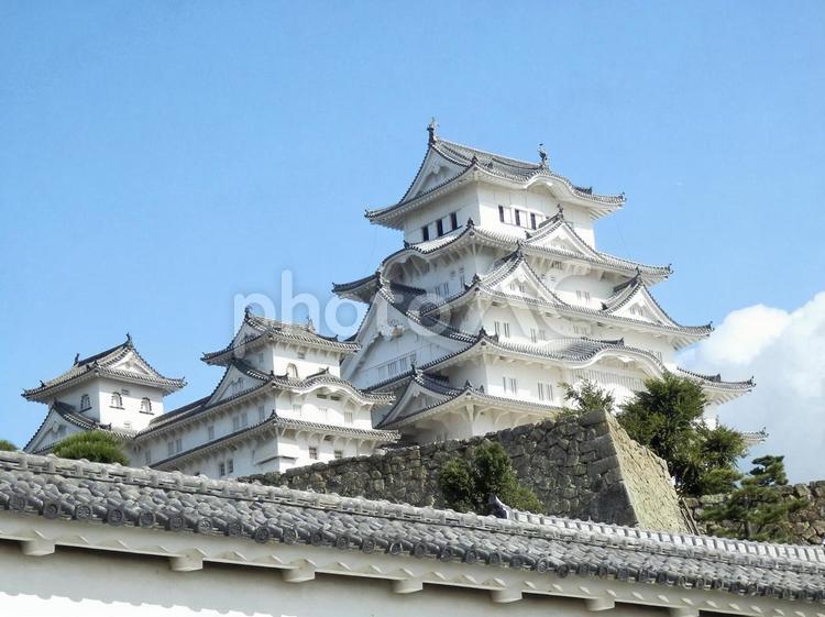 【風景写真】姫路城の風景 姫路城,天守閣,木造の写真素材