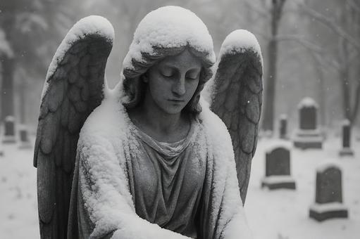 雪の石像天使 雪の石像天使の写真