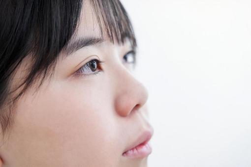 Up the eyes of Japanese female junior high school students, girl, double eyelid, eyelash, JPG