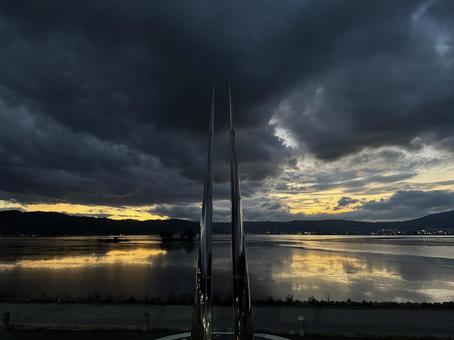 諏訪湖 諏訪湖,湖,風景の写真素材