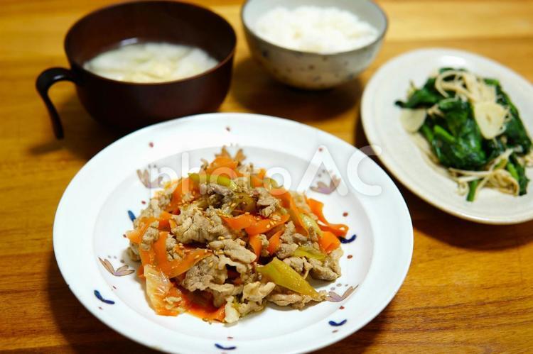 定食　12（おかず前） 定食,ご飯,味噌汁の写真素材