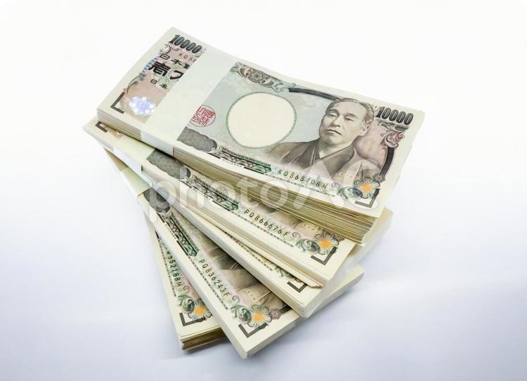 上から見た一万円札の札束 一万円,札束,お札の写真素材