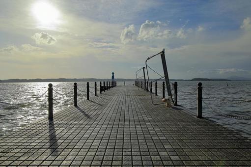 霞ヶ浦と桟橋 霞ヶ浦,湖,湖沼の写真素材