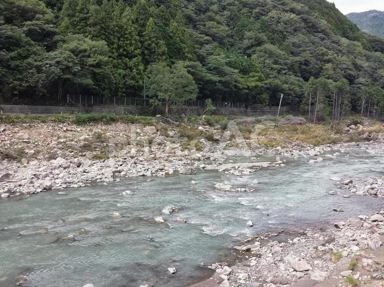 浅瀬の川と岩場の風景 川,浅瀬,岩の写真素材