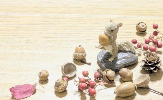 どんぐりを持つリスくん どんぐりを持つリスくん 秋,フレーム,木の実の写真素材