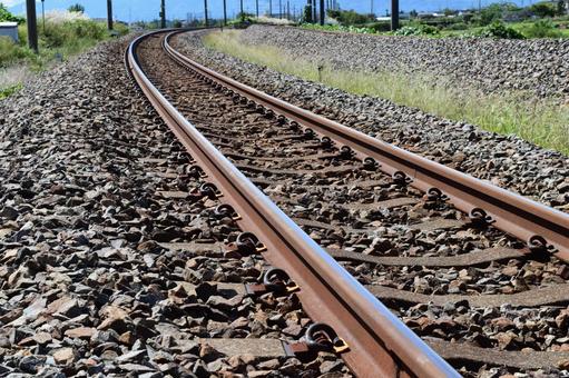鉄道線路 羽越本線 山形県庄内 鉄道線路 羽越本線 山形県庄内 線路,電車線路,鉄道線路の写真素材
