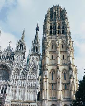 ルーアン大聖堂 ルーアン大聖堂,ゴシック建築,ロマネスク様式の写真素材