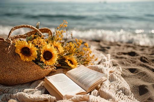 海辺でのんびり読書 海辺でのんびり読書の写真