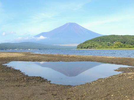 夏の富士山と逆さ富士(山中湖) 夏の富士山と逆さ富士(山中湖) 富士山,逆さ富士,山中湖の写真素材