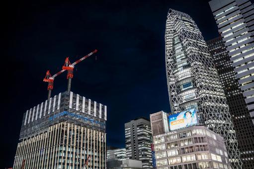 東京都 新宿駅西口の夜景 東京都 新宿駅西口の夜景 新宿,新宿駅,街並みの写真素材