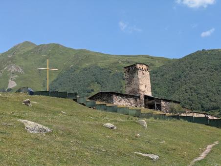 ウシュグリ村のラマリア教会 ラマリア教会,復讐の塔,石造りの写真素材