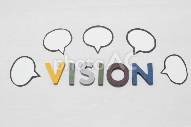 visionの文字とたくさんのコメント① ビジョン,ビジネス,文字の写真素材