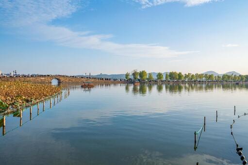 杭州・西湖 白堤 断橋 西湖,杭州,中国の写真素材