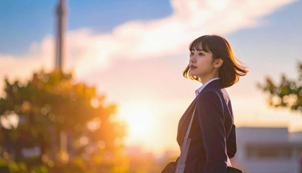 希望を抱く学生後ろ姿 希望を抱く学生後ろ姿の写真