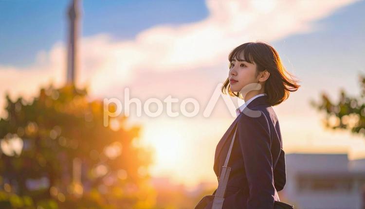 希望を抱く学生後ろ姿 学生,中学生,高校生の写真素材