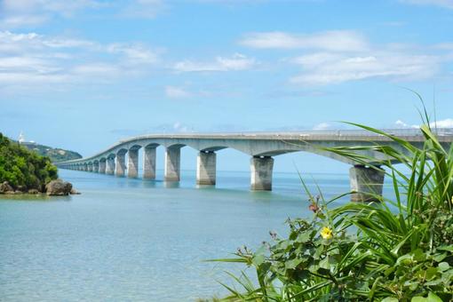 青空と海と橋 青空と海と橋の写真