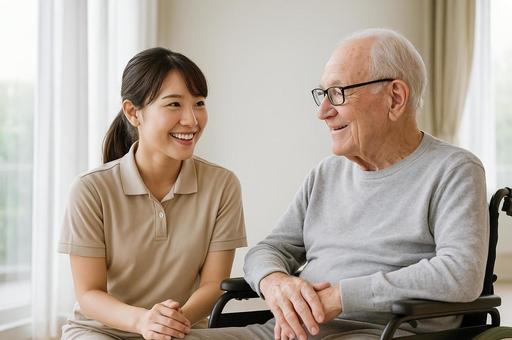 窓辺での心温まる対話の写真