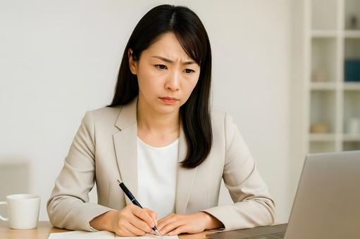 真剣な女性 真剣な女性の写真