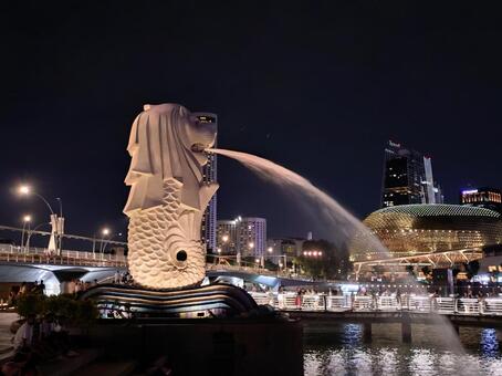 マーライオン マーライオン,シンガポール,アジアの写真素材