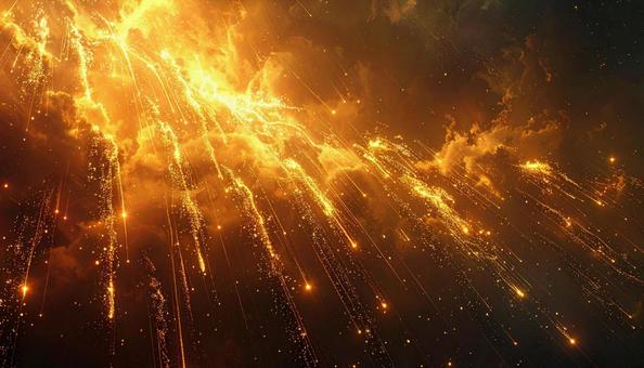 燃えるような金色の光の流れの写真