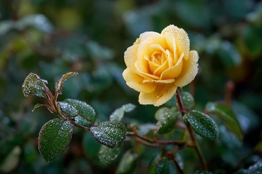 自然の恵み、水滴とバラの写真
