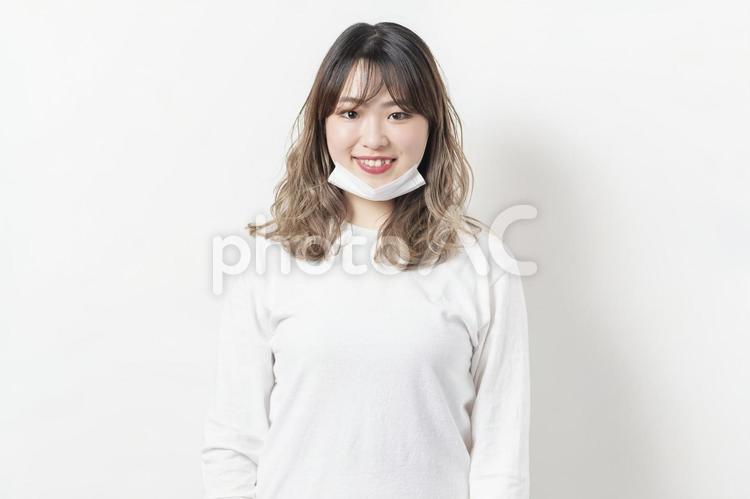 マスクをした若い女性 マスク,女性,病気の写真素材