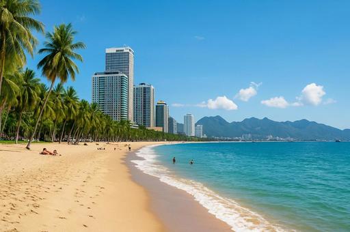 ニャチャンのビーチ・南国風景・ベトナム ニャチャンのビーチ・南国風景・ベトナムの写真