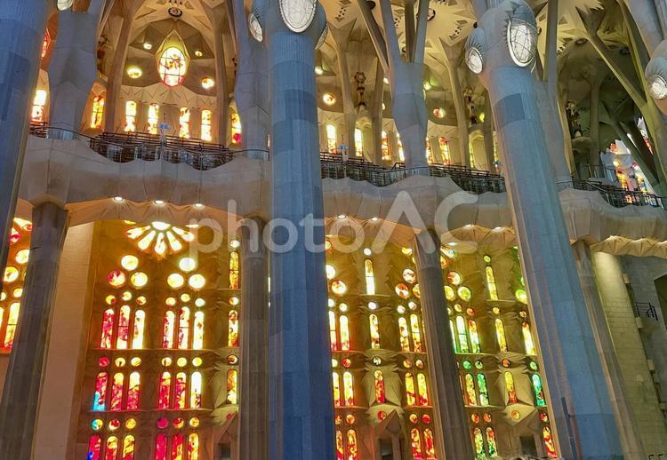 サグラダファミリア、ステンドグラス サグラダファミリア,スペイン,ガウディの写真素材