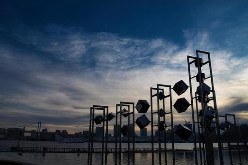 海 晴海ふ頭,海,建造物の写真素材