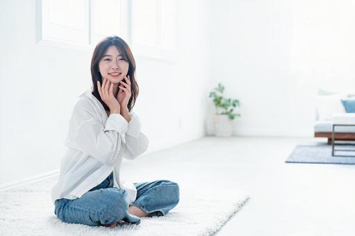 肌に触れる女性 スキンケア,美容,肌の写真素材