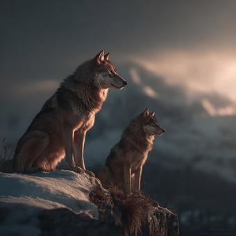 力強い狼の視線の写真