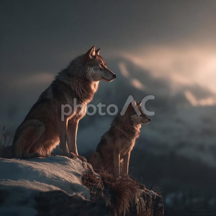 力強い狼の視線 オオカミ,狼,動物の写真素材