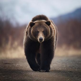 鋭い眼光を放つ、威厳あるヒグマの写真