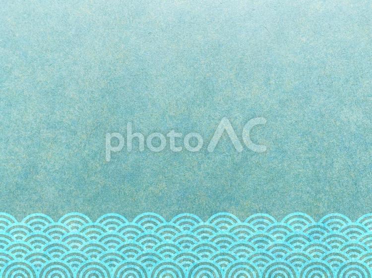 和紙に波模様テクスチャ_青緑 青,波模様,青海波の写真素材