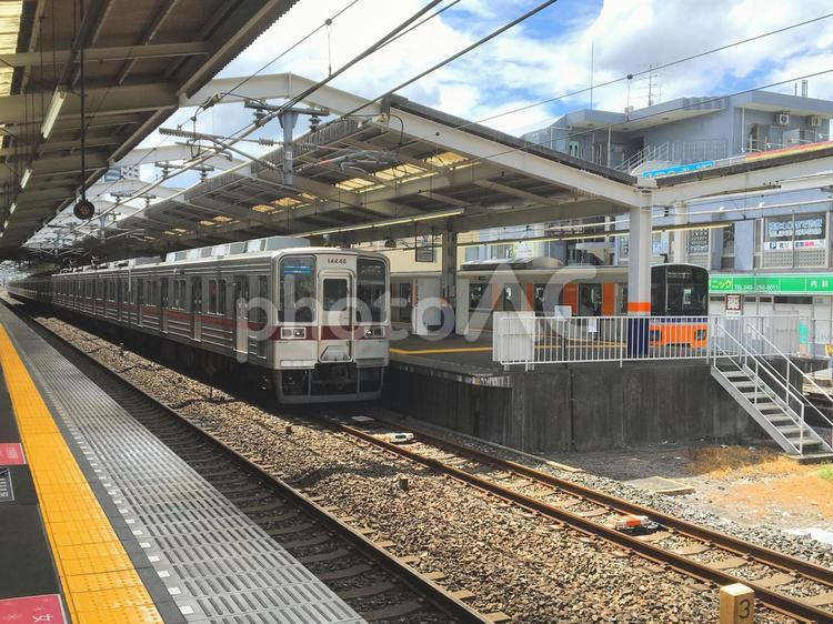 東武東上線　ホーム 東武東上線,電車,鉄道の写真素材
