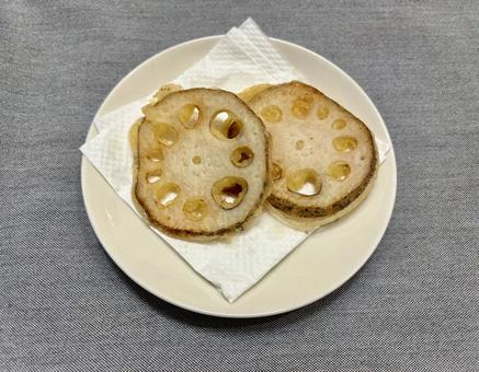 れんこんのてんぷら れんこんのてんぷら 天ぷら,天麩羅,揚げ物の写真素材