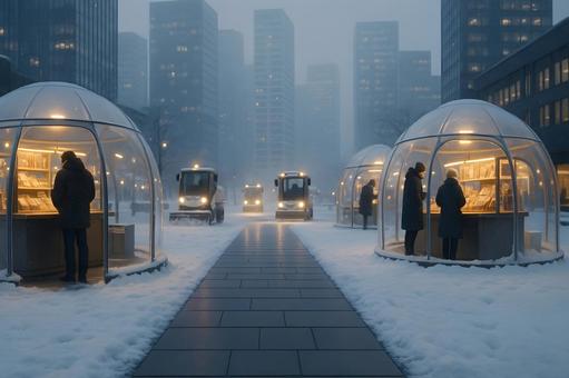 雪景ドーム市場の写真