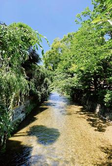 清流と夏の空 清流と夏の空 川,青空,木漏れ日の写真素材